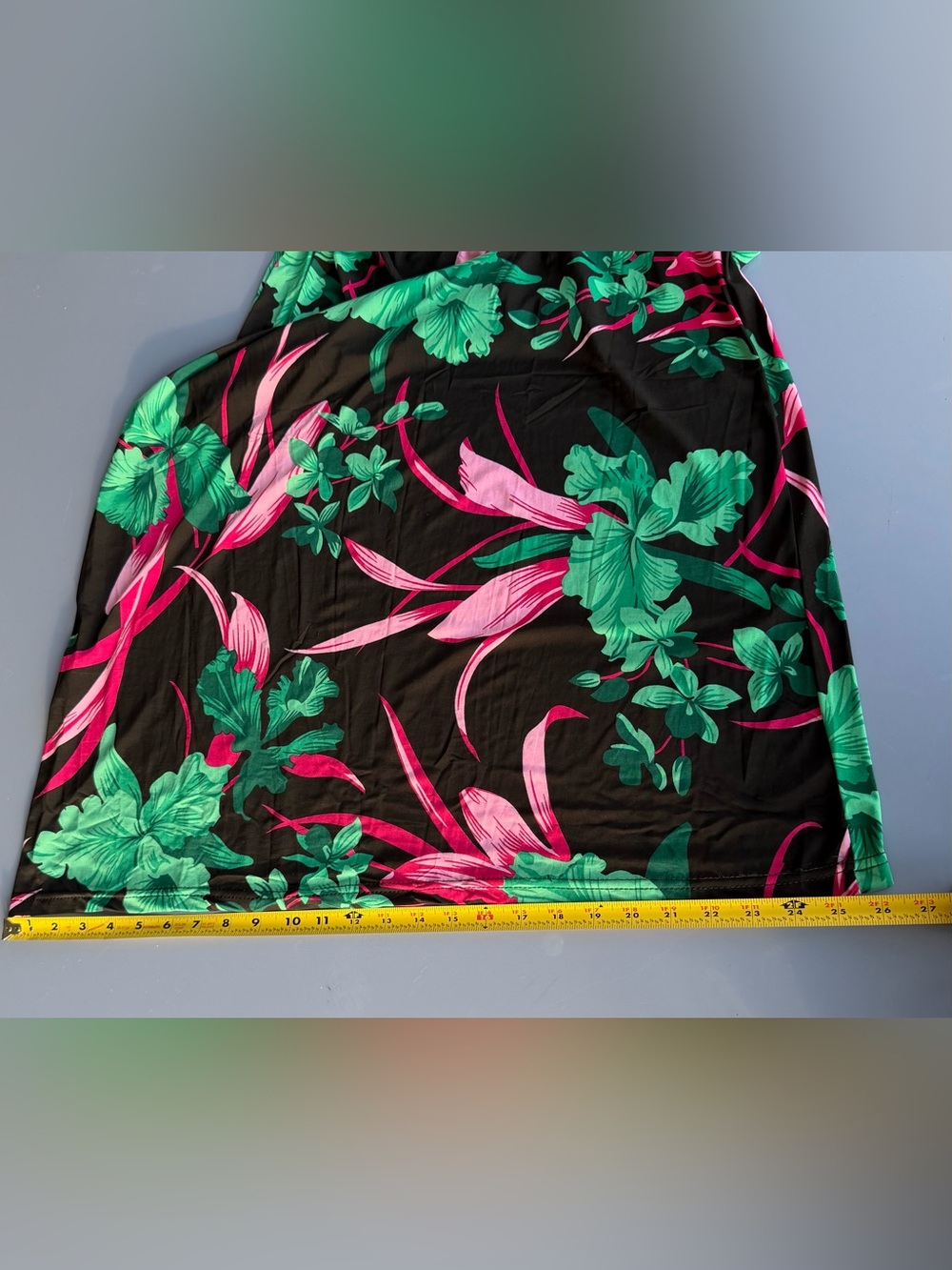 Tropical Floral Off-Shoulder with Front Tie Maxi Dress - Green & Pink - Picture 8 of 13
